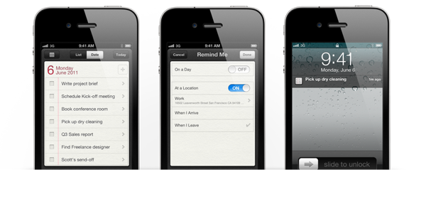 Features reminders location